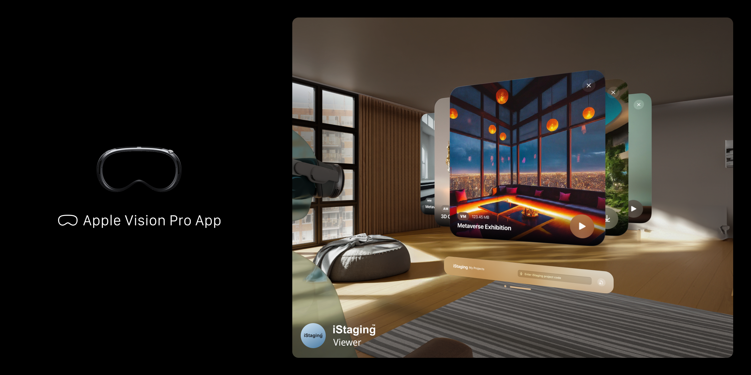 iStaging Viewer spatial interface on Apple Vision Pro