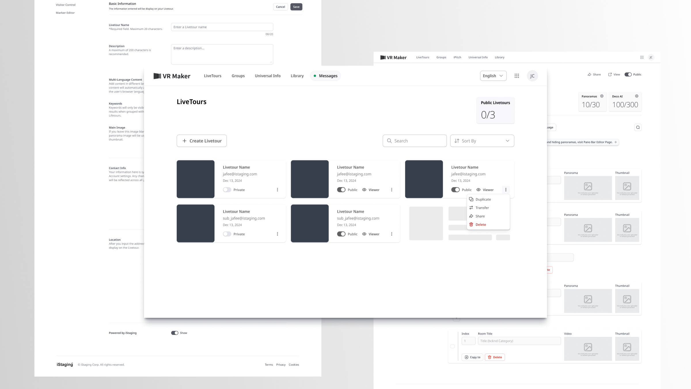 A panoramic editor interface showing the modernized VR Maker workspace