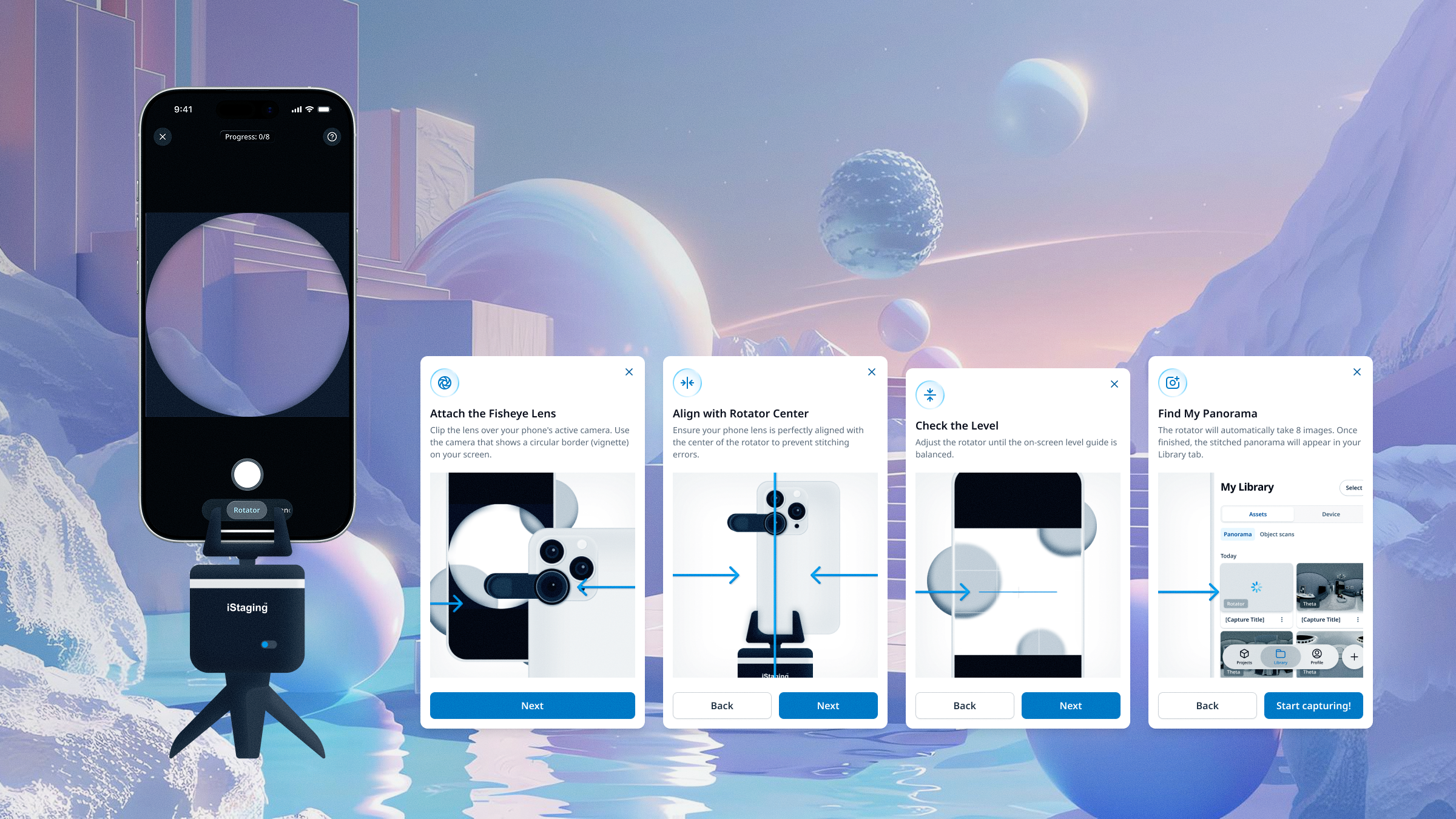 The ONE app scanning interface showing real-time capture guidance