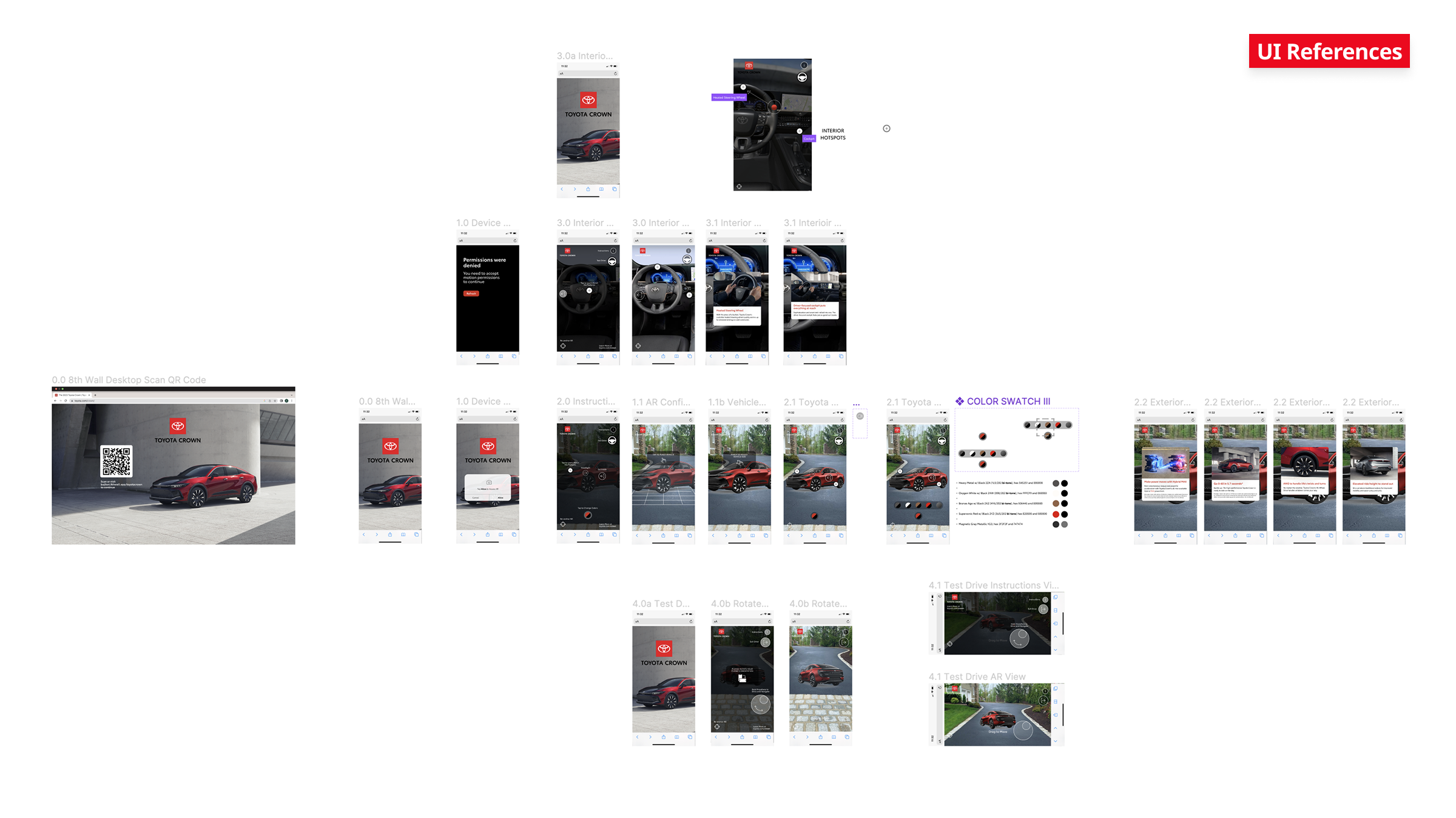 Toyota Crown AR experience showing 3D vehicle in real-world environment