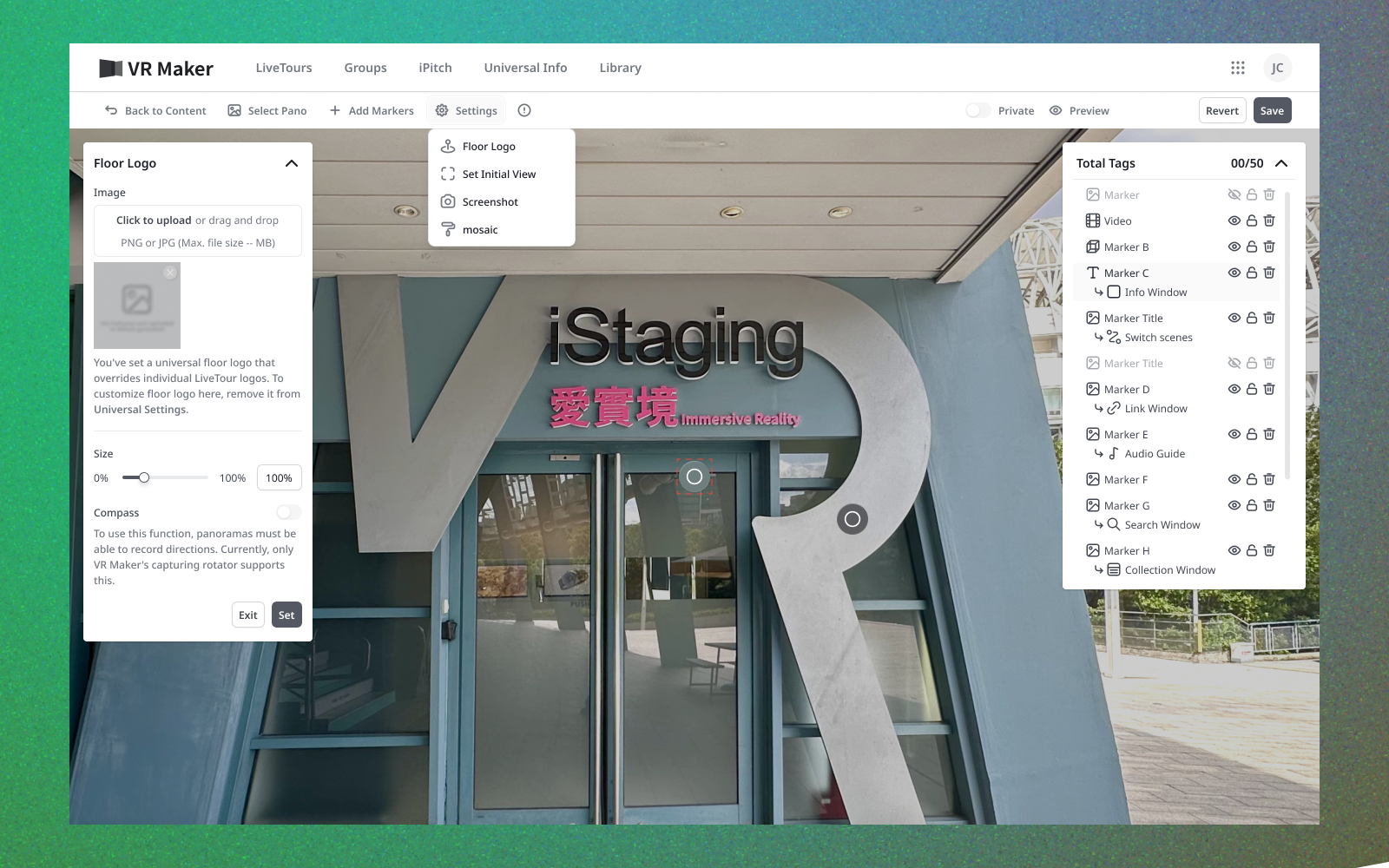 CMS Marker Editor — the layers panel