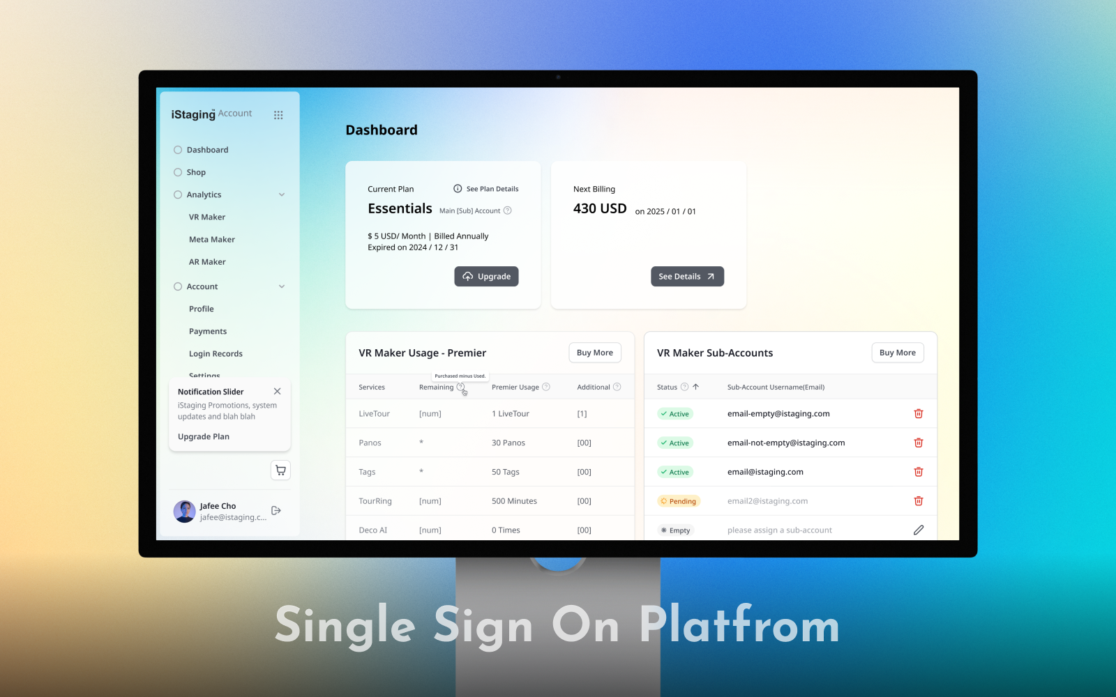 iStaging Account — One Identity Across Every Product