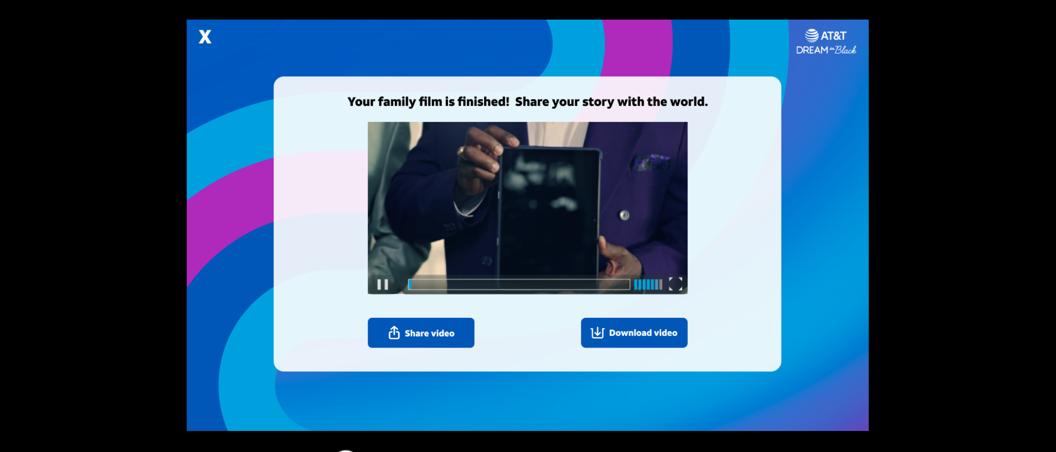 Two-section landing page — film, then upload